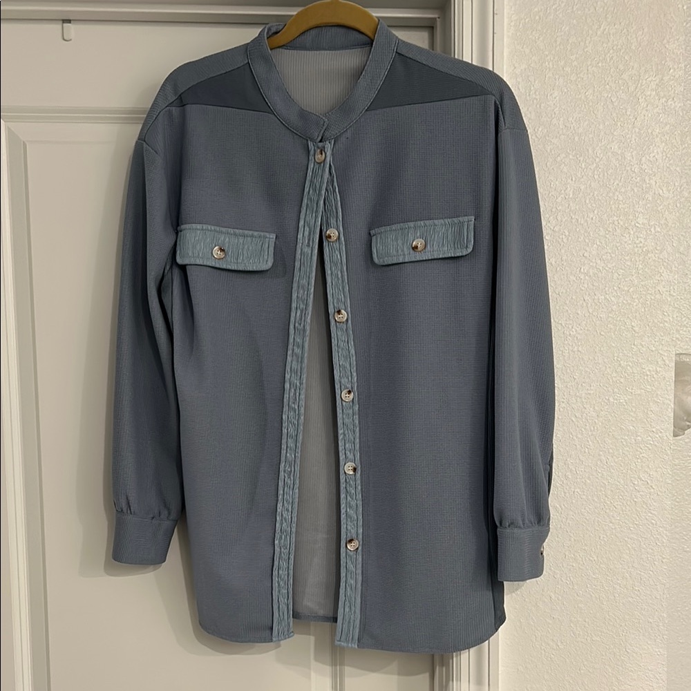 Women’s Blue Button-Up Jacket